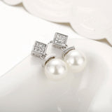 Platinum Plated  Earrings Drop Dangle AAA Zirconia Push Back .48" L197