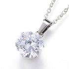 Stainless Steel Set Pendant Necklace Earrings Zirconia Flat Round 17.7"  P867