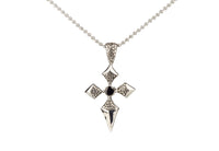 Stainless Steel Cross Gothic Pendant Beads Necklace Unisex Silver Black L146