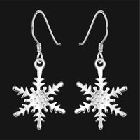 Sterling Silver Plated Chandelier Snowflake Hoop Pierced Earrings L156