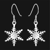 Sterling Silver Plated Chandelier Snowflake Hoop Pierced Earrings L156