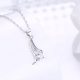 Sterling Silver Necklace Pendant Drop AAA Zirconia 18" 1MM Lobster Clasp B432