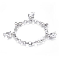 304 Stainless Steel Charm Bracelet Dolphin Silver7.5" Inch 6mm Z72