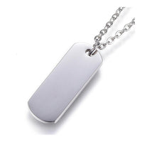 304 Stainless Steel Tag Pendant Necklaces Rectangle Silver 18.1" P658