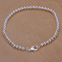 Women's Mens Unisex Sterling Silver Plated Bracelet Size 8 Inches 4MM lobster L25