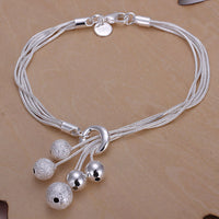 Unisex Women Sterling Silver Plated Beads Bracelet  Size 8 Inches 2.4MM Lobster L12