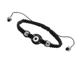 Black Nylon Cord Evil Eye Good Luck Bracelet Glass Blue Adjustable size Hanmade