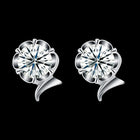 Sterling Silver Plated  Earrings  Stud AAA Zirconia  Push Back Clasp L804