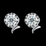 Sterling Silver Plated  Earrings  Stud AAA Zirconia  Push Back Clasp L804