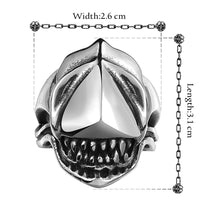 Stainless Steel  Gothic Biker Tribal Ring Black Men's Unisex Alien Teeh B198