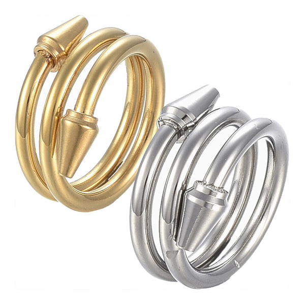 304 Stainless Steel Wide Band Finger Rings Size 6~9 Gold 16~19mm Z676