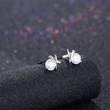 Sterling Silver Plated  Earrings Stud AAA Zirconia  Push Back Clasp L723