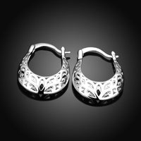 Sterling Silver Plated Earrings Hoop Hinged Hoop .84" L375