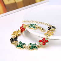 Yellow Gold Plated Bracelet Butterfly Charm Lobster 7 Inches 12MM L168