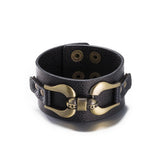 Leather Bracelet Black 9 Inchs 36MM push button  L455