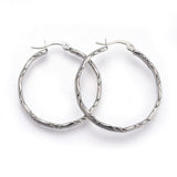 304 Stainless Steel Hoop Earrings Stainless Steel Color 38x34x4.5mm 1mm P166