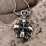 Stainless Steel Necklace Pendant Flower Biker Gothic 19" 2MM Lobster Clasp B221