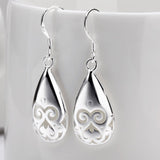 Sterling Silver Plated Earrings Drop Dangle  Fish Hook .52" L365