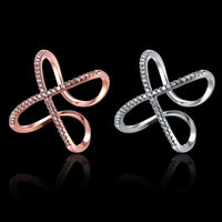 Rose Gold Platinum Plated Fashion Ring AAA Zirconia Women knuckle B309