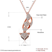 Rose Gold Plated Necklace Pendant Fox Sugar Glide Zirconia B78