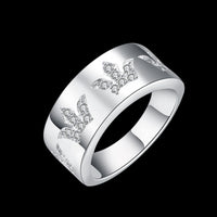 Sterling Silver Plated Band Fashion Ring AAA Zirconia Women B389