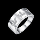 Sterling Silver Plated Band Fashion Ring AAA Zirconia Women B389