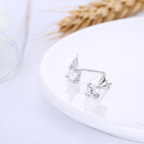 Sterling Silver Plated  Earrings  Stud AAA Zirconia  Push Back Clasp L812