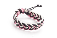 Genuine Leather Handmade Bracelet Men's Unisex Wrap Tribal Pink Black White H226