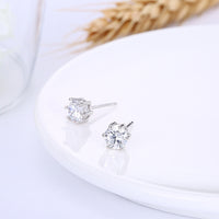 Sterling Silver Plated  Earrings  Stud AAA Zirconia  Push Back Clasp L772