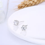 Sterling Silver Plated  Earrings  Stud AAA Zirconia  Push Back Clasp L772