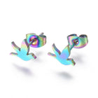 Stainless Steel Set Pendant Necklace Stud Earrings Back Pigeon 16.5" P699