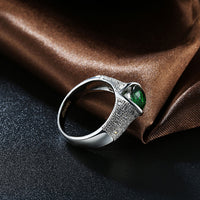 Platinum Plated Fashion Ring Green AAA Zirconia Women B346