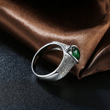 Platinum Plated Fashion Ring Green AAA Zirconia Women B346