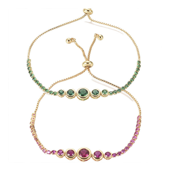 Adjustable Bracelet Slider Bracelet Gold Fuchsia Green Adjustable 8mm Z230