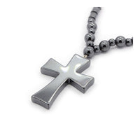 Non-Magnetic Hematite Cross Pendant Necklace Screw Black 24.6" Z561