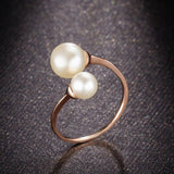 Rose Gold Plated Acrylic Pearl Cuff Rings Open Rings Gold Size 7 Adjustable Z689