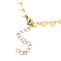 Heart Chain Anklet Bracelet Plated Stainless Steel Lobster Gold 9.6" Z11