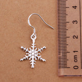 Sterling Silver Plated Chandelier Snowflake Hoop Pierced Earrings L156