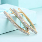 Yellow Gold Plated Earrings Hoop Huggies AAA Zirconia Latch Back Clasp L560