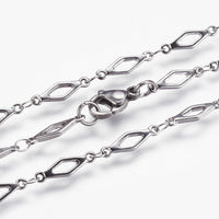 Stainless Steel Chain Necklaces Lobster Rhombus Silver 17.7 inches 45cm Z673