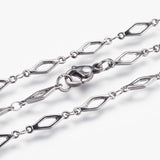 Stainless Steel Chain Necklaces Lobster Rhombus Silver 17.7 inches 45cm Z673