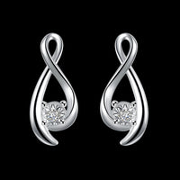 Sterling Silver Plated  Earrings Stud AAA Zirconia Push Back .32" L415