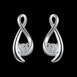 Sterling Silver Plated  Earrings Stud AAA Zirconia Push Back .32" L415