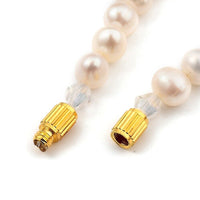 Beaded Bracelet Cultured Freshwater Pearl Gold Plated Screw White 7.4" Z145