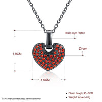 Platinum Plated Gunmetal Plated Necklace Women's Pendant Heart  AAA Zirconia B355