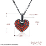 Platinum Plated Gunmetal Plated Necklace Women's Pendant Heart  AAA Zirconia B355