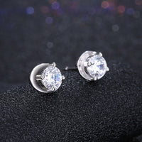 Sterling Silver Plated  Earrings  Stud AAA Zirconia  Push Back Clasp L815