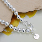 Women Sterling Silver Plated Bracelet Hollow Beads Balls 7 Inches 6MM Lobster L49