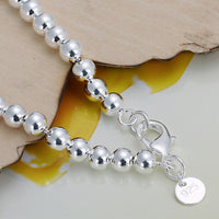 Women Sterling Silver Plated Bracelet Hollow Beads Balls 7 Inches 6MM Lobster L49