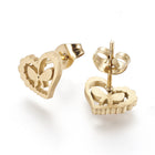 Stainless Steel Set Earrings Pendant Necklace Heart Butterfly Gold 17.7' P858